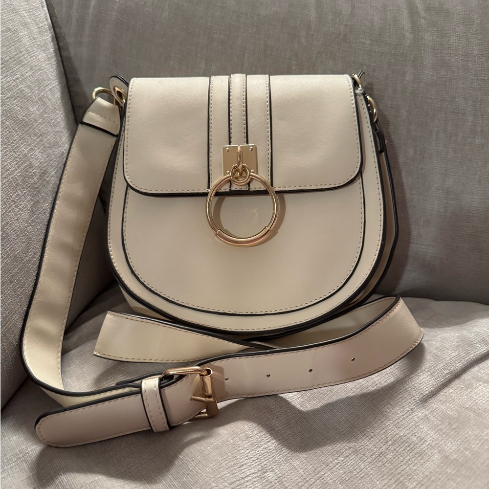 Elegant Cream With Gold Hardware Crossbody Bag